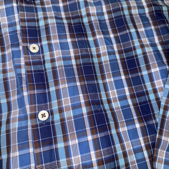 Peter Millar XL Button Down 100% Cotton Plaid Blue Extra Large XL Rn:100306 - Picture 3 of 7